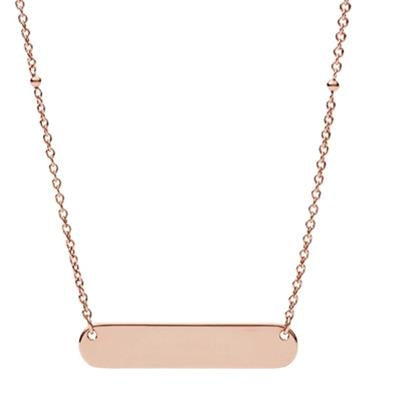 Fossil Brown Leather Detail Tag Necklace JF02901791