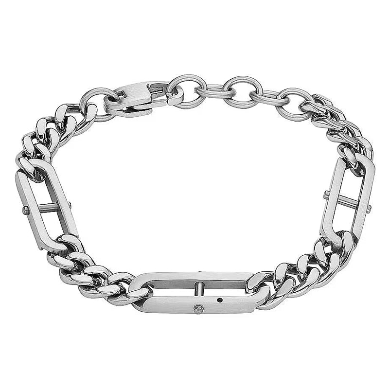 Fossil Geometry Tag Pendant Necklace in Black Steel JF04342040