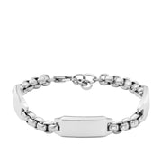 Fossil Minimalist Leather Bracelet Black Steel JF04400040