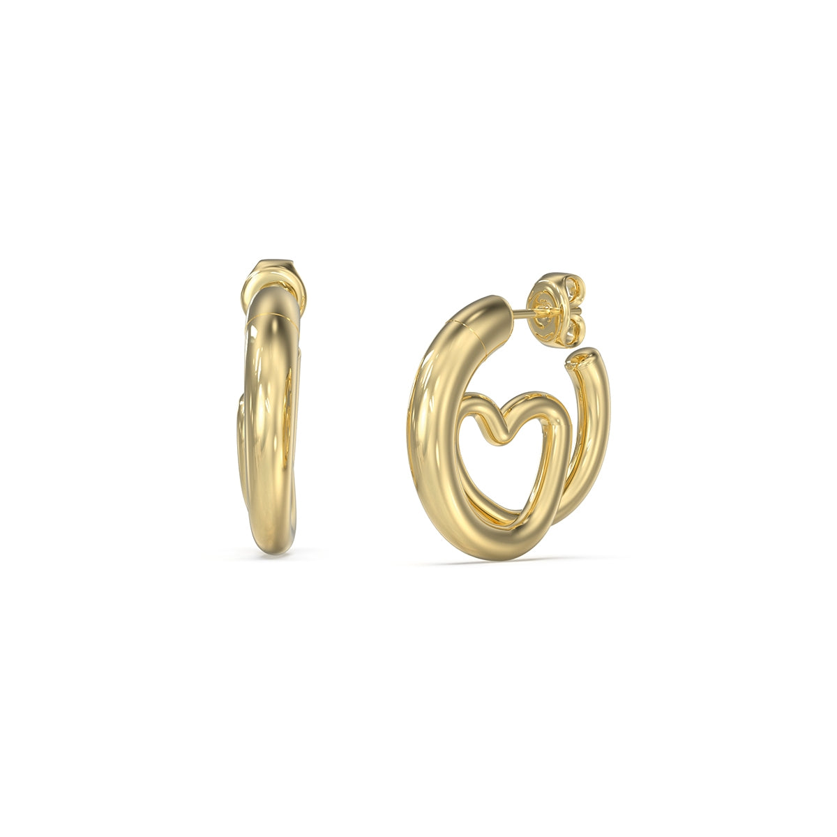 Guess Round Logo Stud Earrings in Yellow Gold JUBE05529JWYGT-U (Pair)