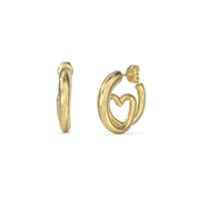Guess Round Logo Stud Earrings in Yellow Gold JUBE05529JWYGT-U (Pair)