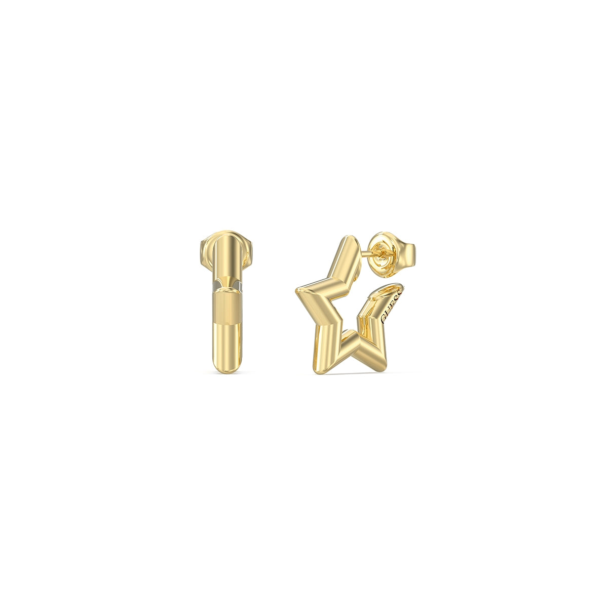 Guess Round Logo Crystal Stud Earrings in Yellow Gold JUBE05539JWYGT-U (Pair)