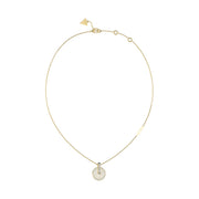 Guess Crystal Logo Pendant Necklace Yellow Gold JUBN04077JWYGWHT-U