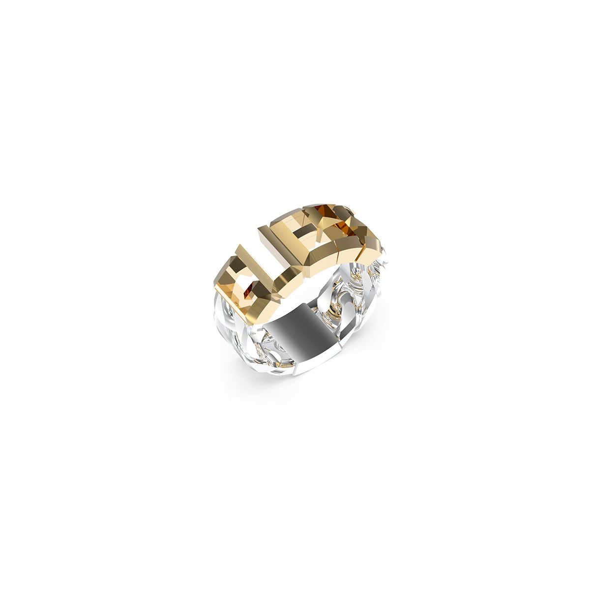 Guess Men's Logo Band Ring in Yellow Gold JUMR03206JWYGST62 (Size 62)