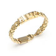 Guess JUXB03205JWYGBKS Two-Tone Lion Head Beaded Men's Bracelet (Size S)