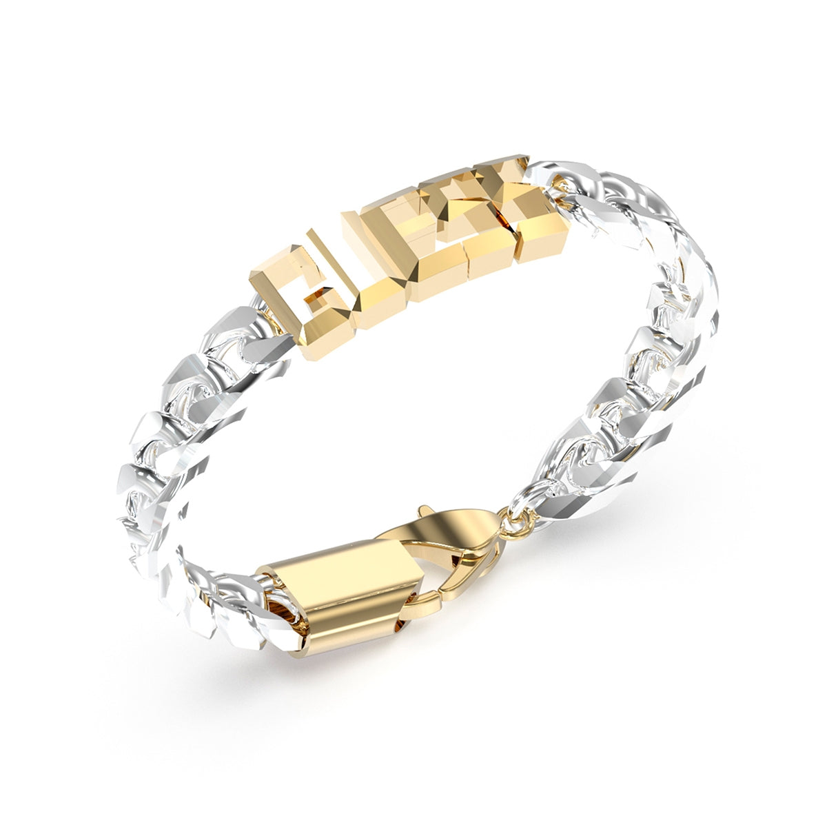 Guess Men's Lion Head Bead Bracelet in Yellow Gold JUXB03205JWYGSTS (Size S)