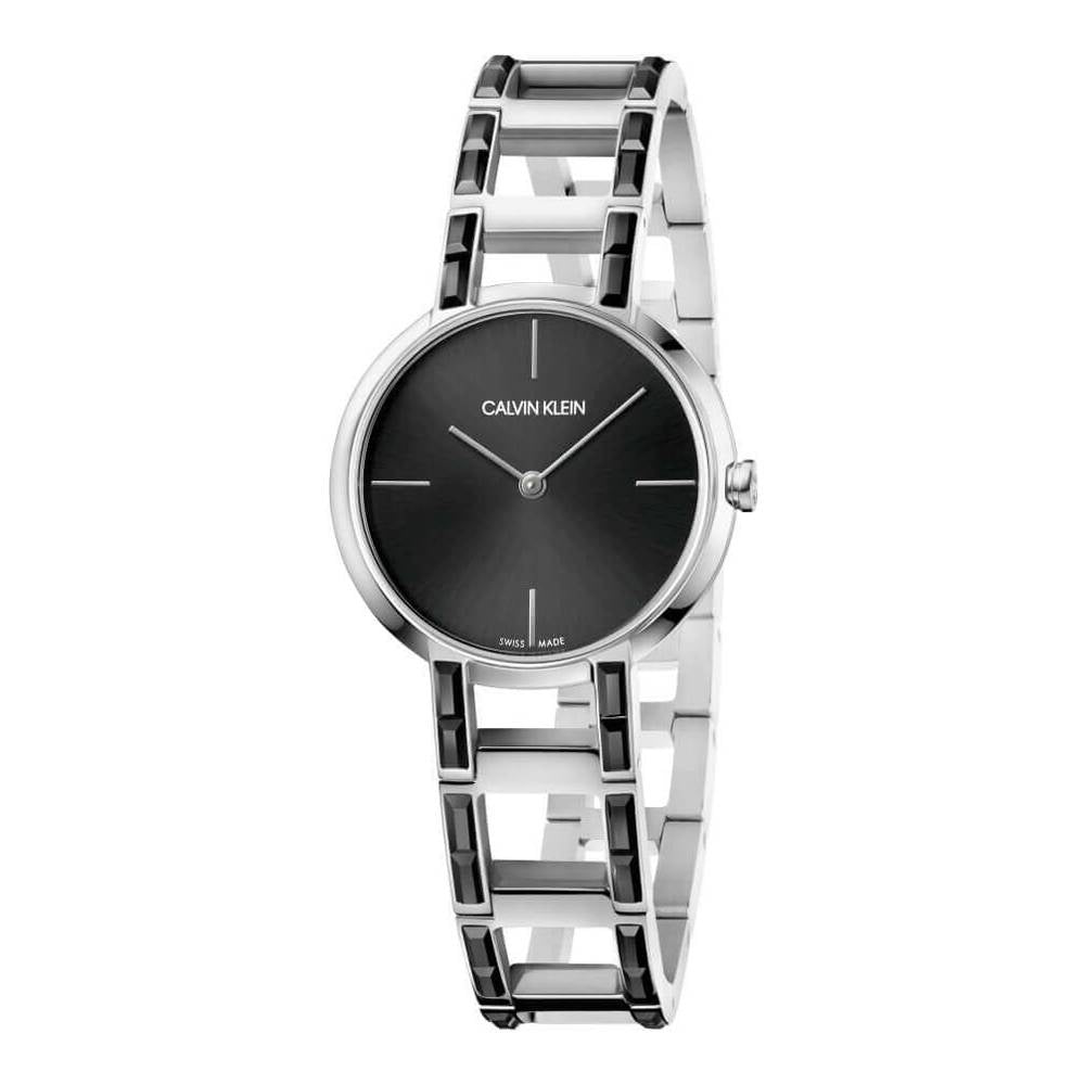 Calvin Klein K8NX3UB1 Women's Minimal Black Leather Watch