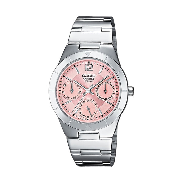 Casio LTP-2069D-4AVEG Women's Multifunction Watch in Pink Steel