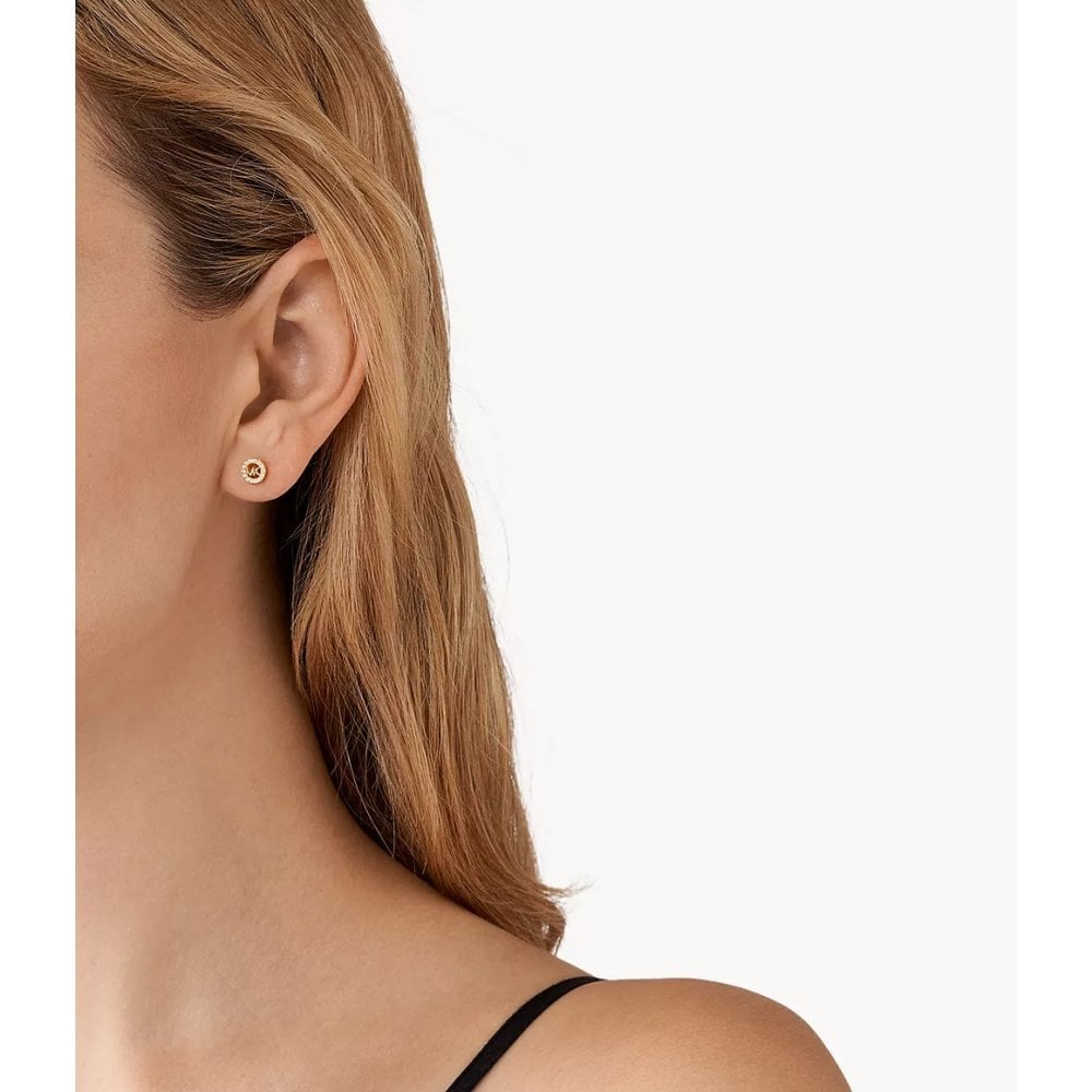 Michael Kors MKC1727CZ710 Crystal MK Logo Earrings