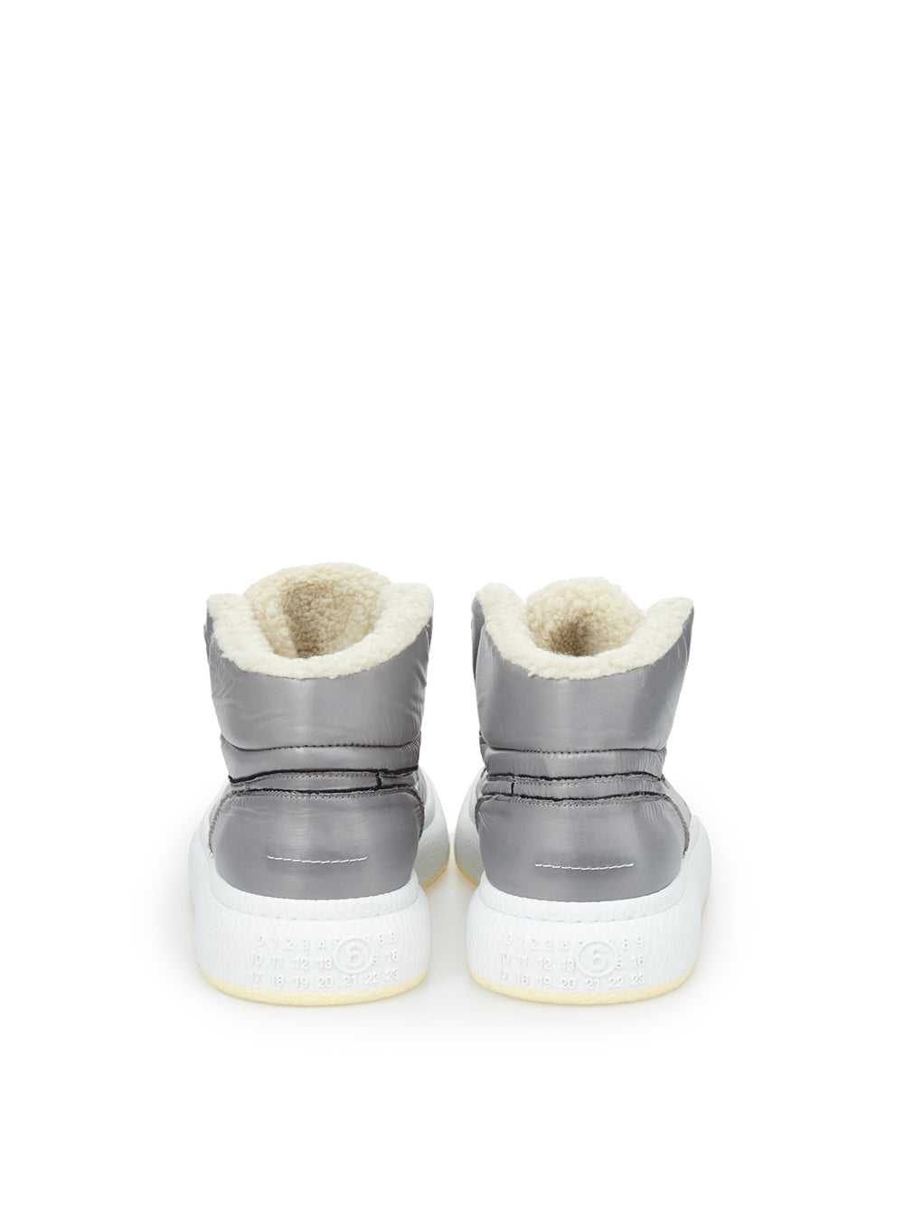 MM6 Sneakers High Top in Tessuto Tecnico Grigio con Pelliccia Interna