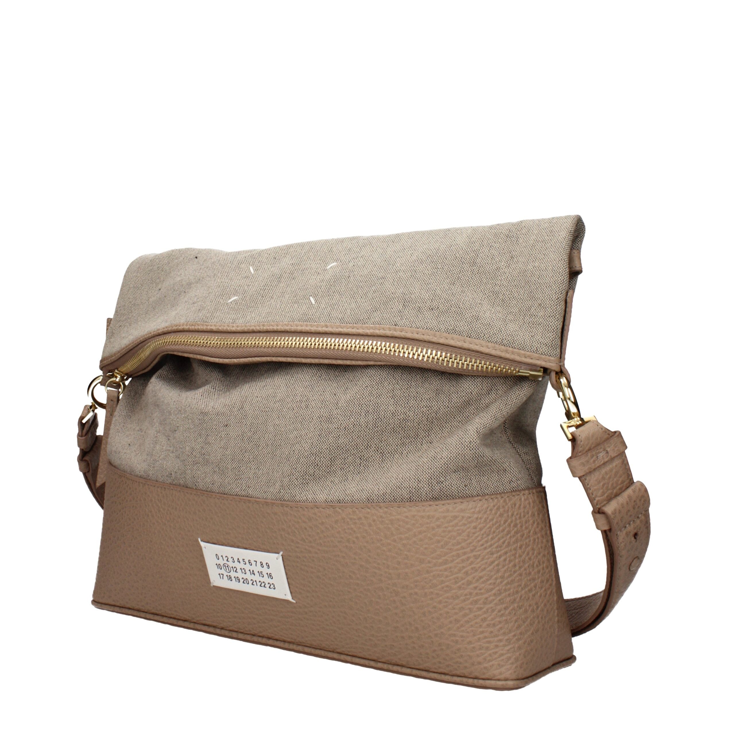 Maison Margiela Borsa a Spalla in Tessuto Beige con Logo SB1WG0043
