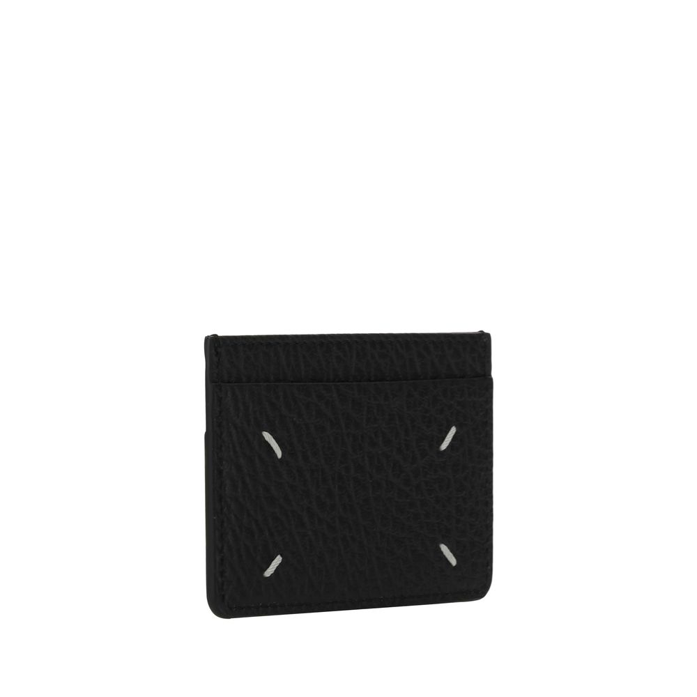 Maison Margiela Portacarte in Pelle Vitello Grained Nero Asimmetrico