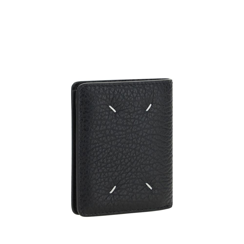 Maison Margiela Portafoglio in Pelle Vitello Grained Nero con Bottone
