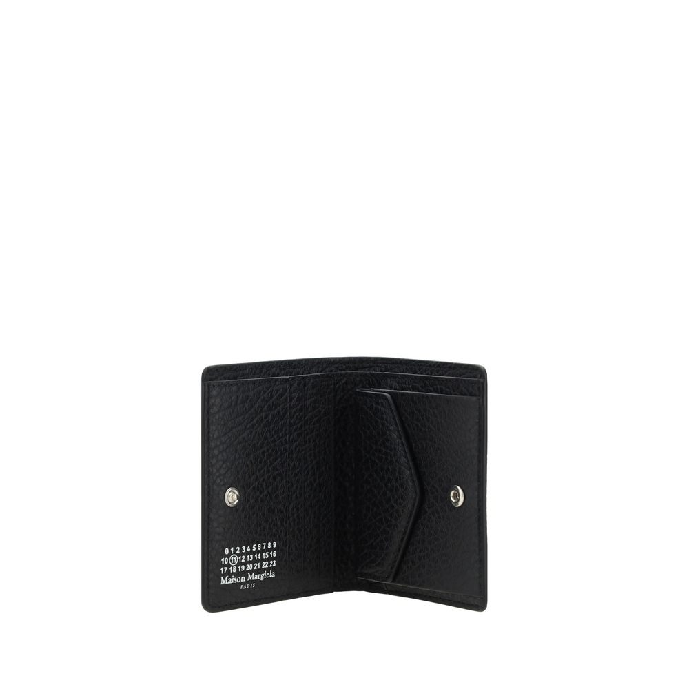 Maison Margiela Portafoglio in Pelle Vitello Grained Nero con Bottone