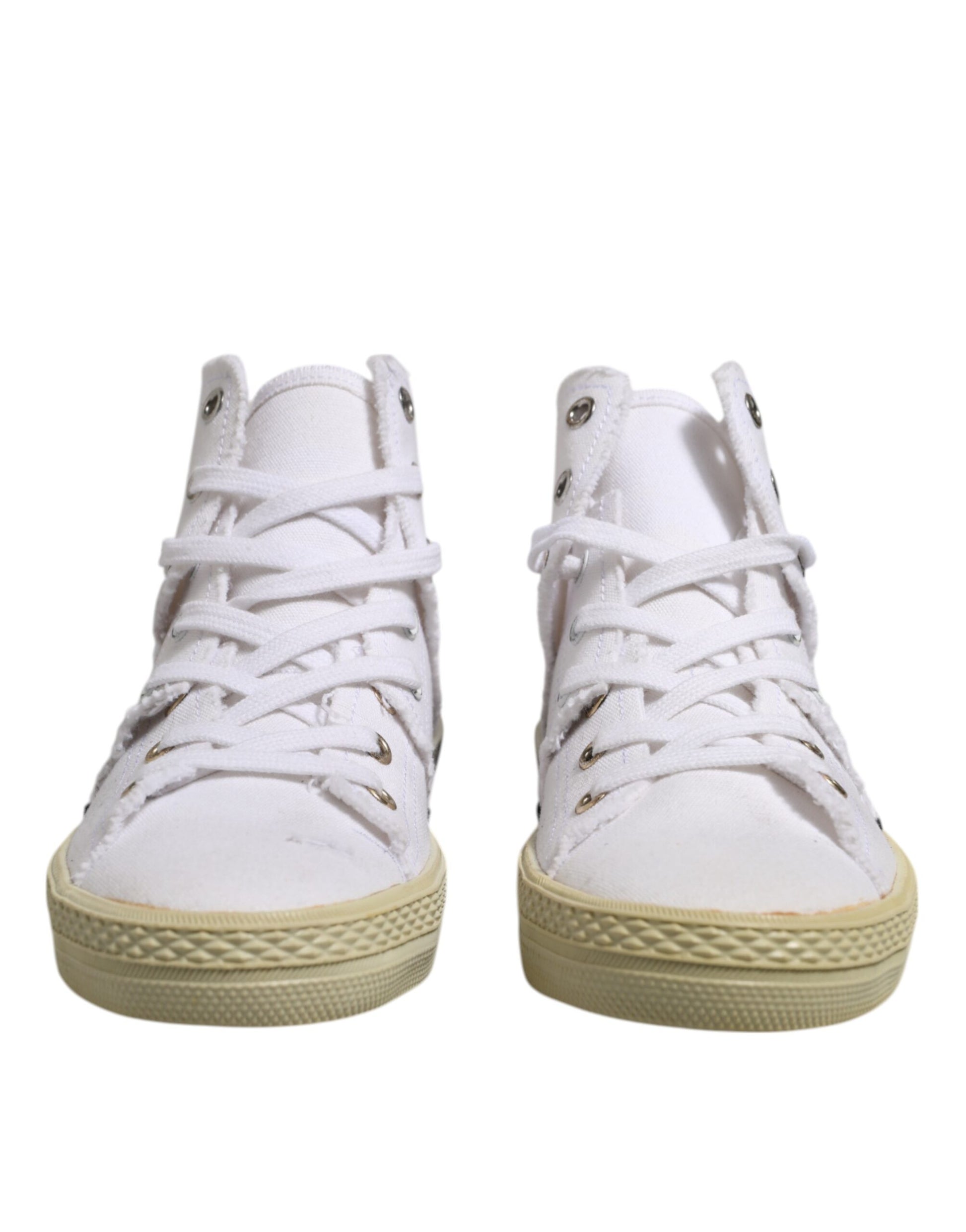 Maison Margiela Sneakers Mid Top in Canvas Bianche con Lacci