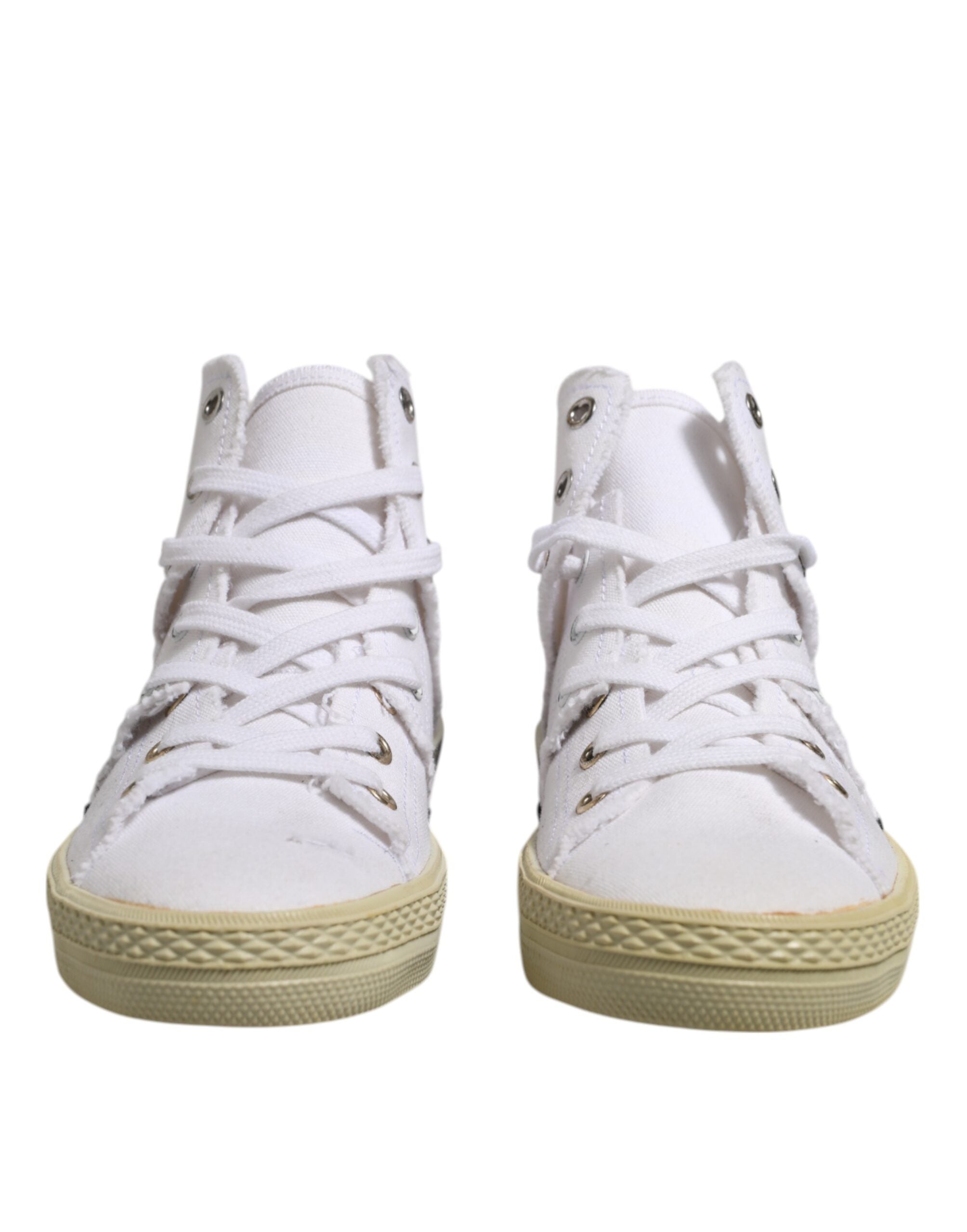Maison Margiela Sneakers Mid Top in Canvas Bianche con Lacci