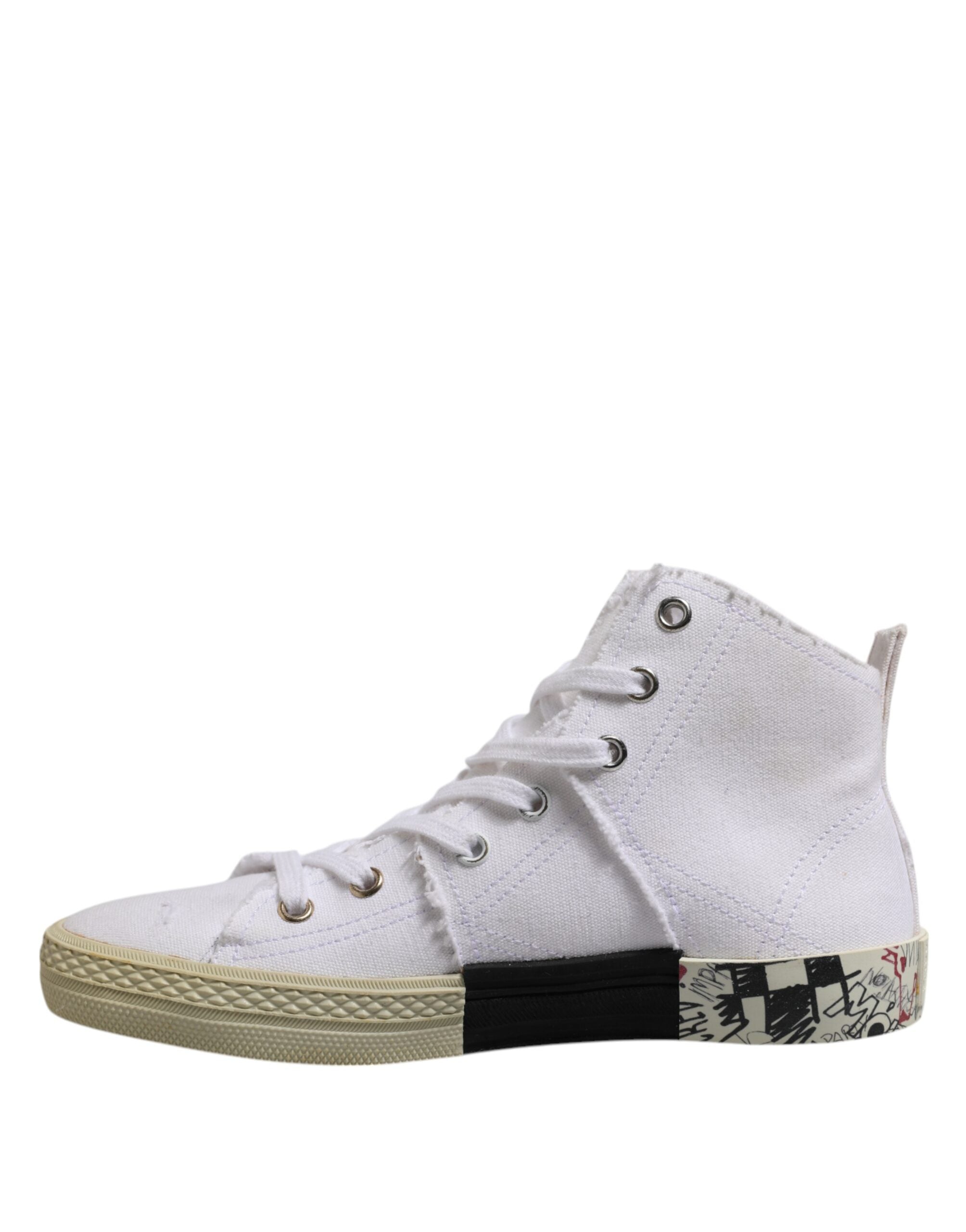 Maison Margiela Sneakers Mid Top in Canvas Bianche con Lacci