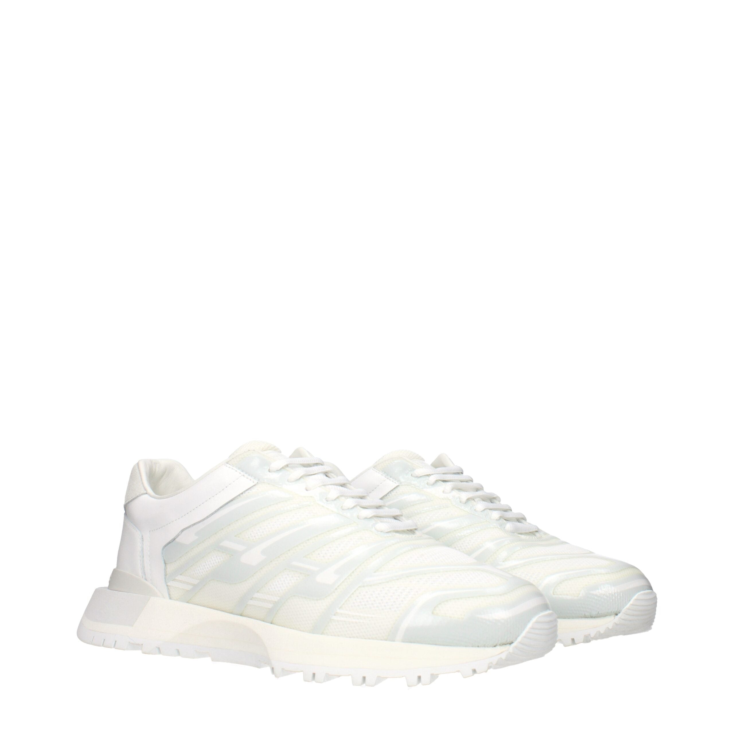 Maison Margiela Sneakers in Tessuto Bianco con Logo Uomo
