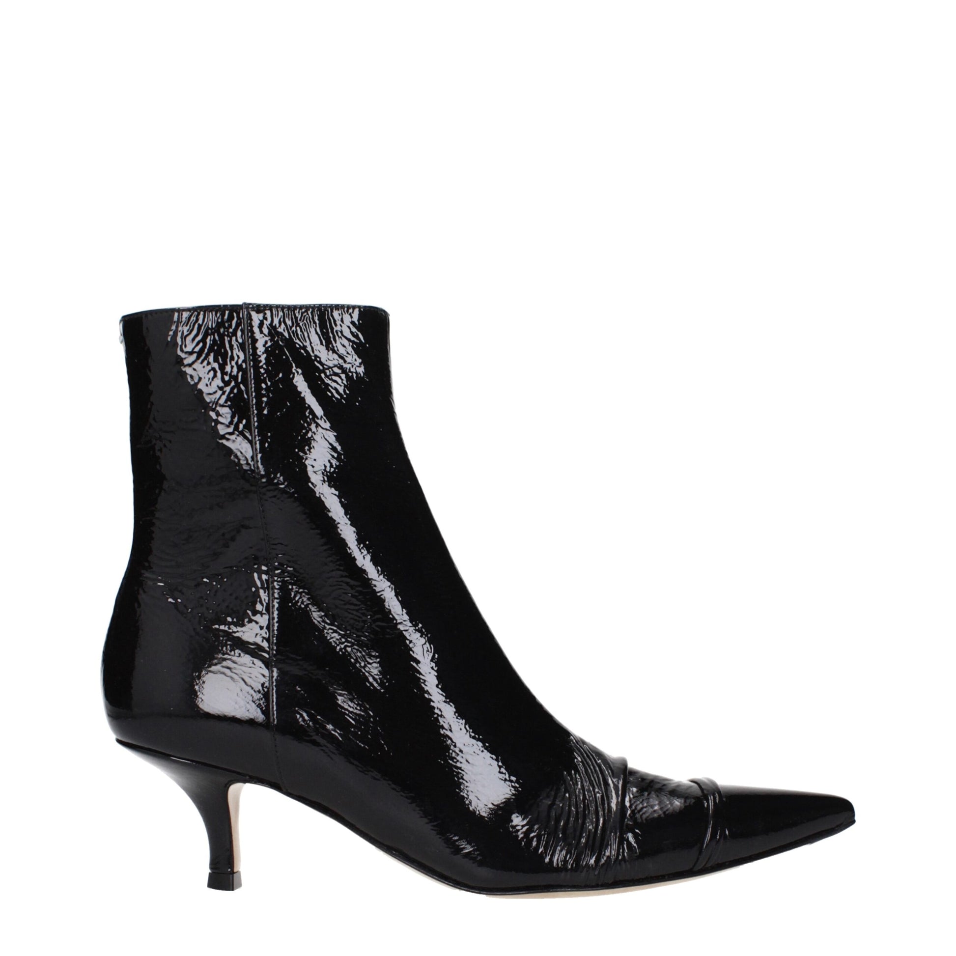 Maison Margiela Stivaletti Tabi in Pelle Vernice Nera Effetto Vintage