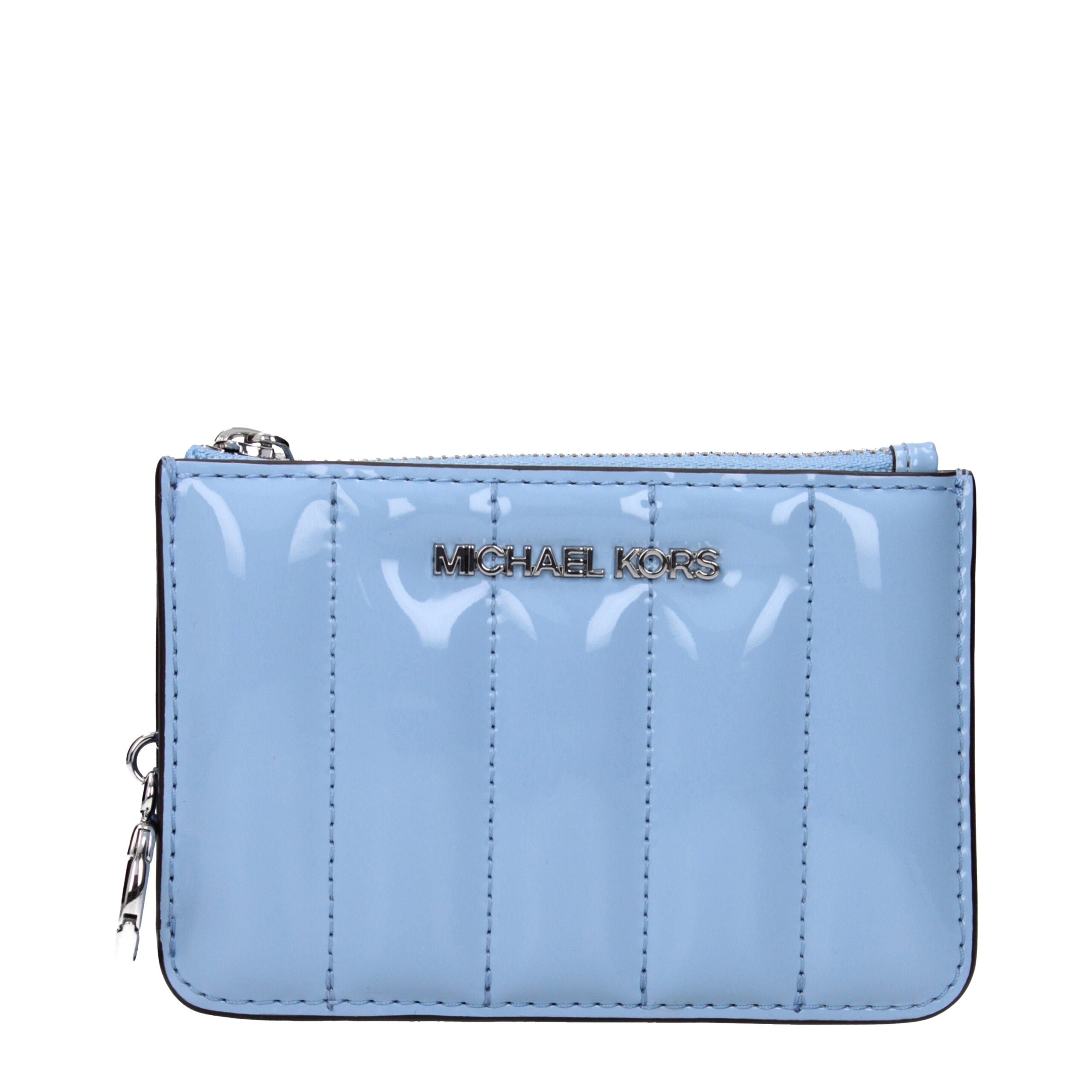 Michael Kors Portamonete (35T5STVP1A) in Pelle Verniciata Celeste Chiaro