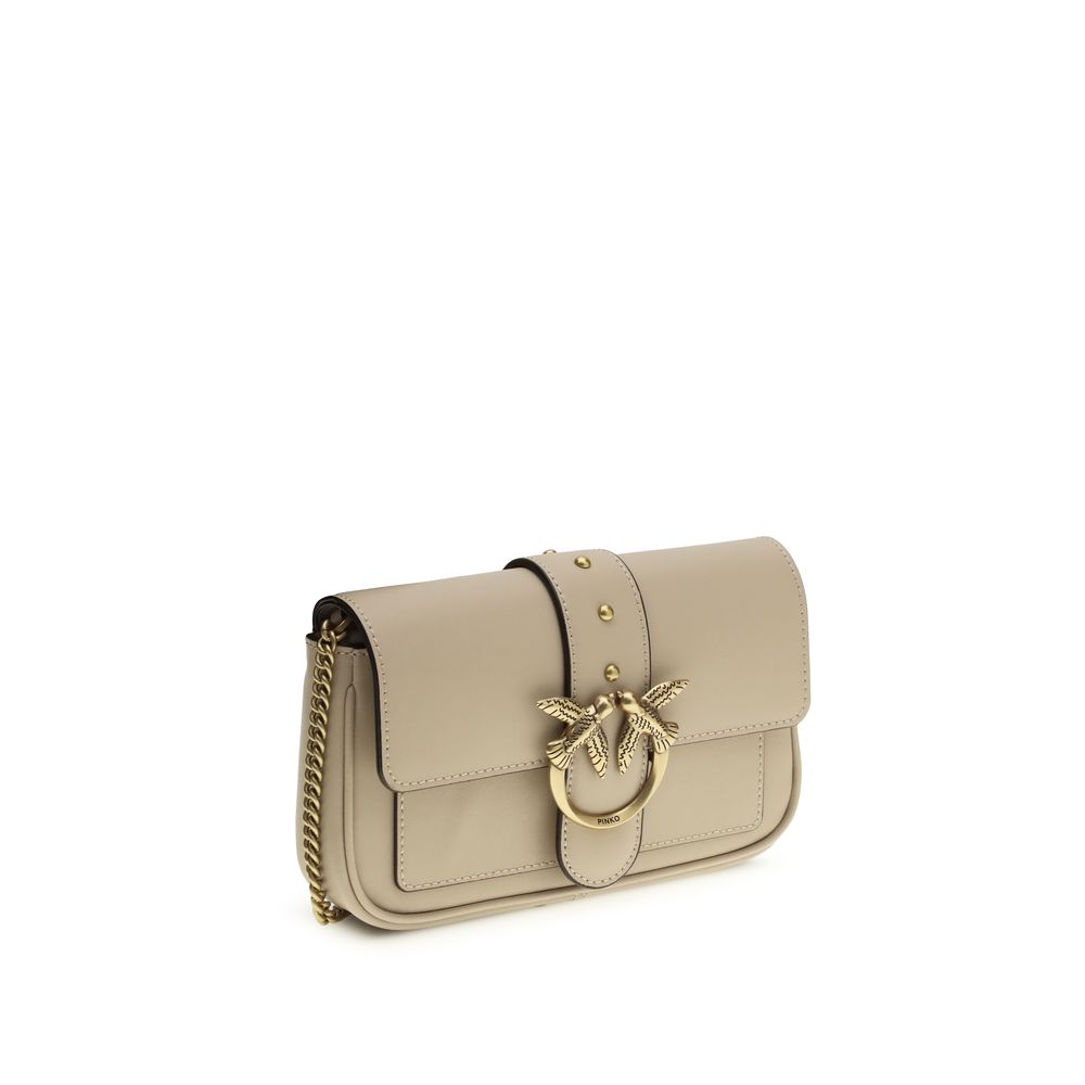 Mini Borsa Pinko Love One a Tracolla in Pelle Beige