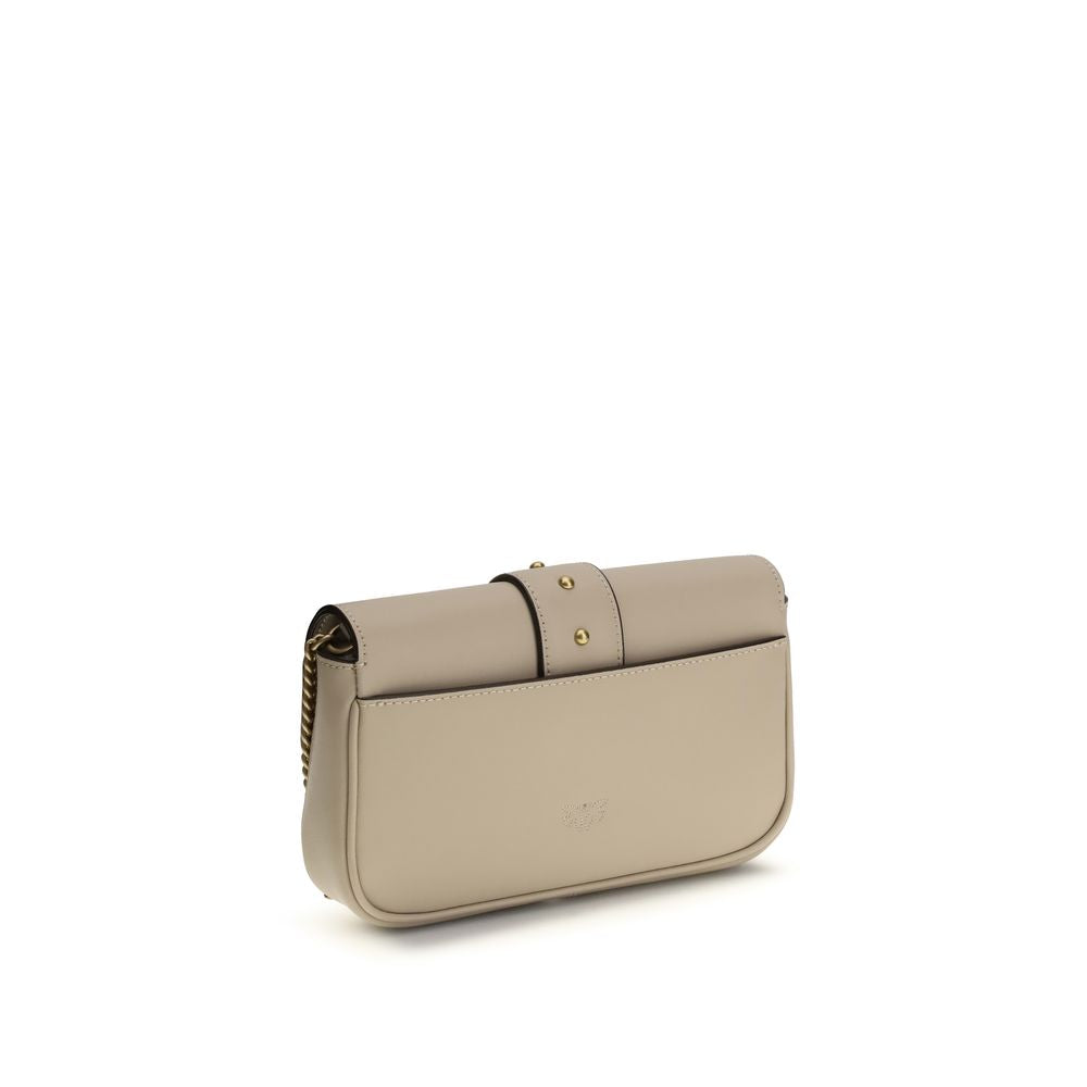Mini Borsa Pinko Love One a Tracolla in Pelle Beige