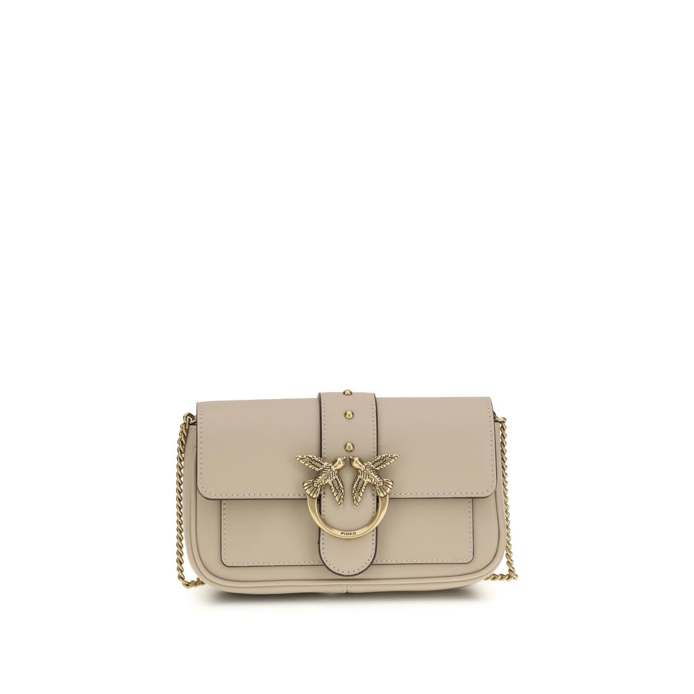 Mini Borsa Pinko Love One a Tracolla in Pelle Beige