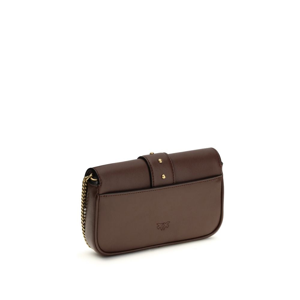 Mini Borsa Pinko Love One a Tracolla in Pelle Marrone