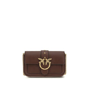 Mini Borsa Pinko Love One a Tracolla in Pelle Marrone