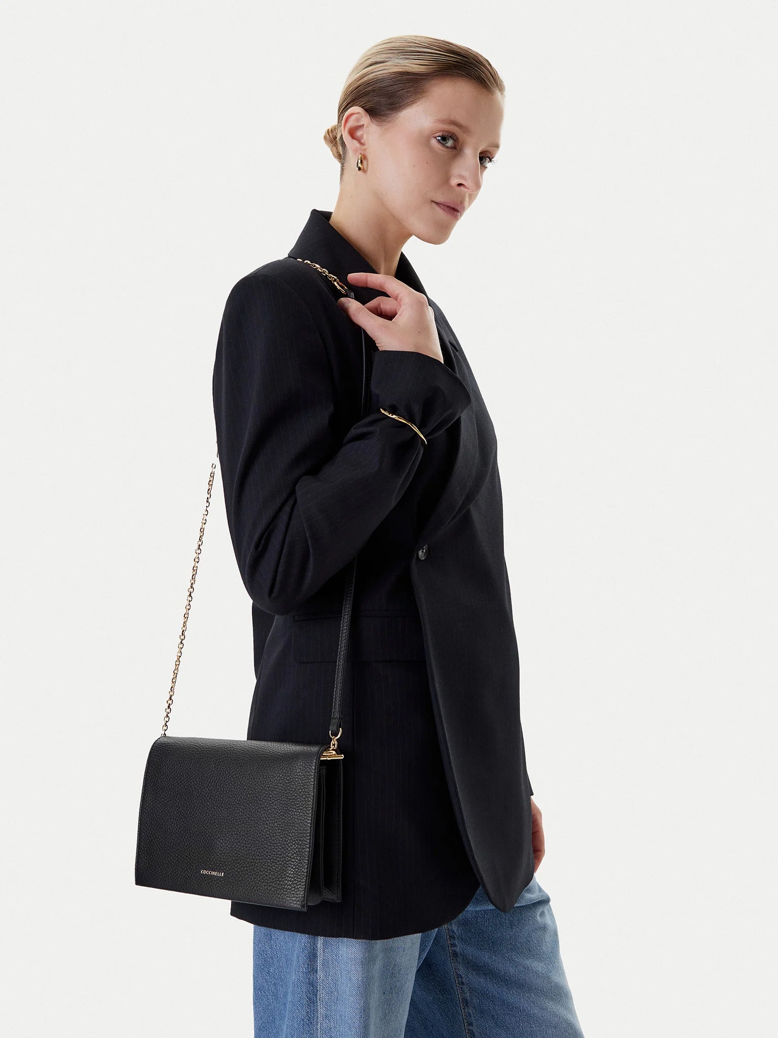 Mini Borsa a Tracolla Coccinelle Dandy in Pelle Nera
