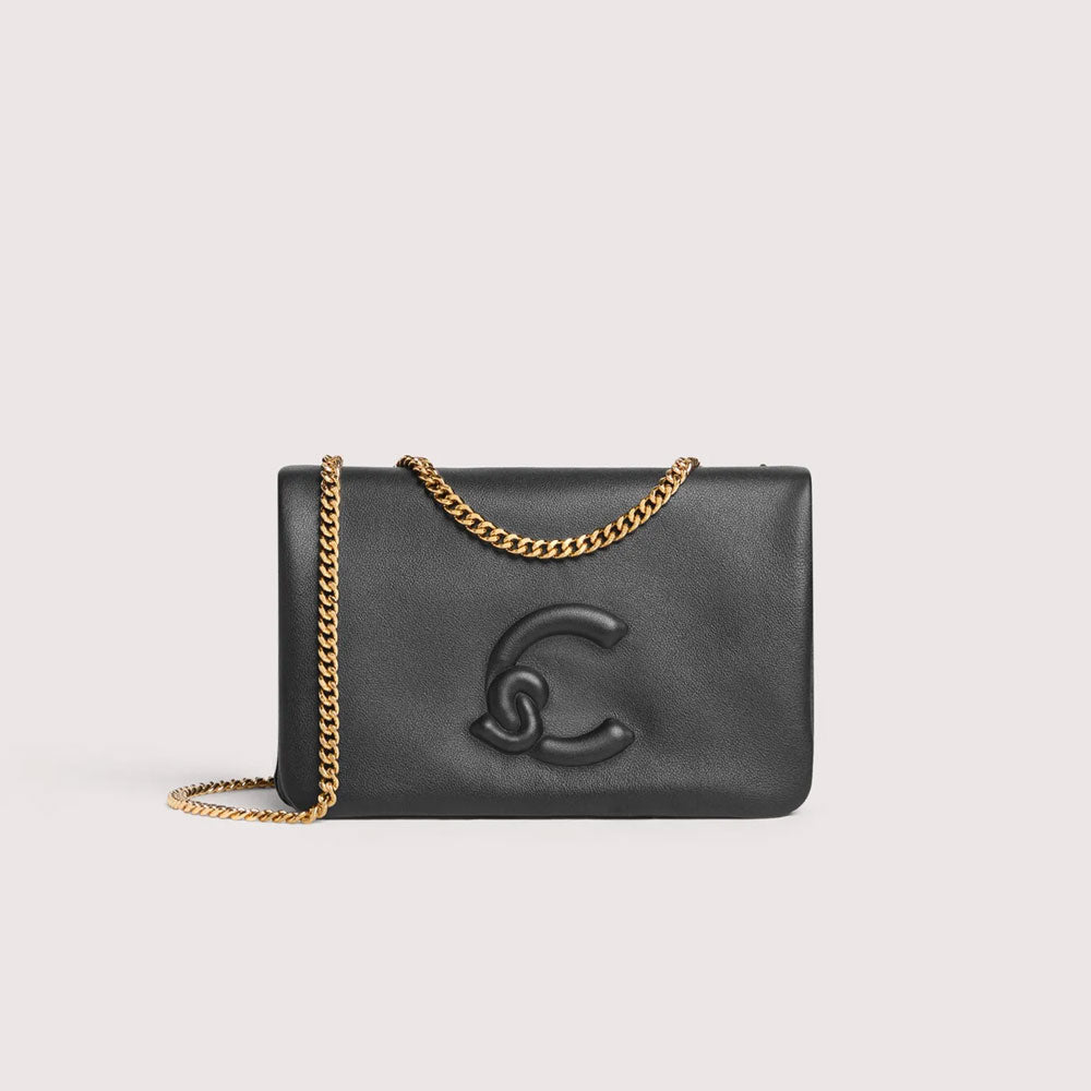 Mini Borsa a Tracolla Coccinelle Dulse in Pelle Liscia Nera
