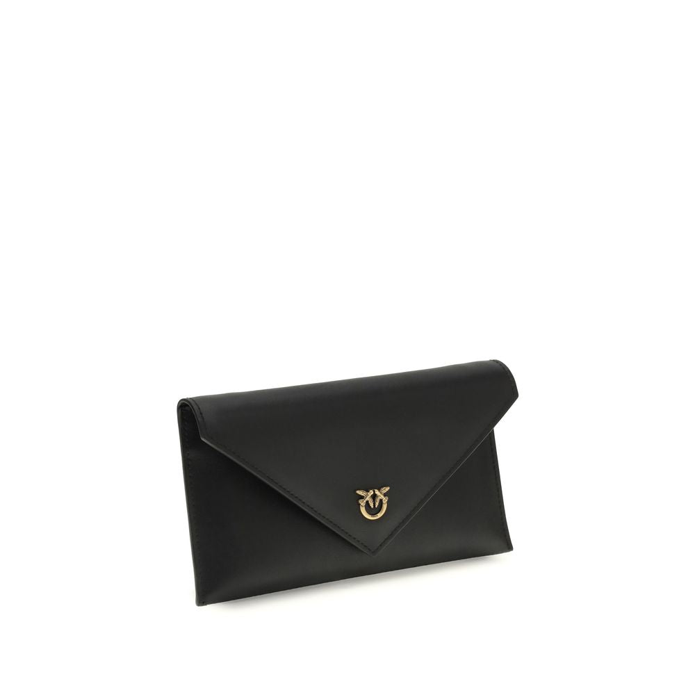 Mini Clutch Pinko Love Birds Logo a Tracolla in Pelle Nera