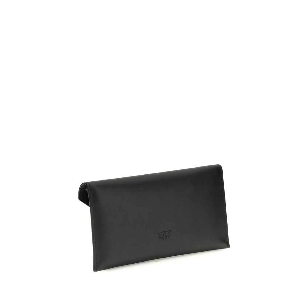 Mini Clutch Pinko Love Birds Logo a Tracolla in Pelle Nera
