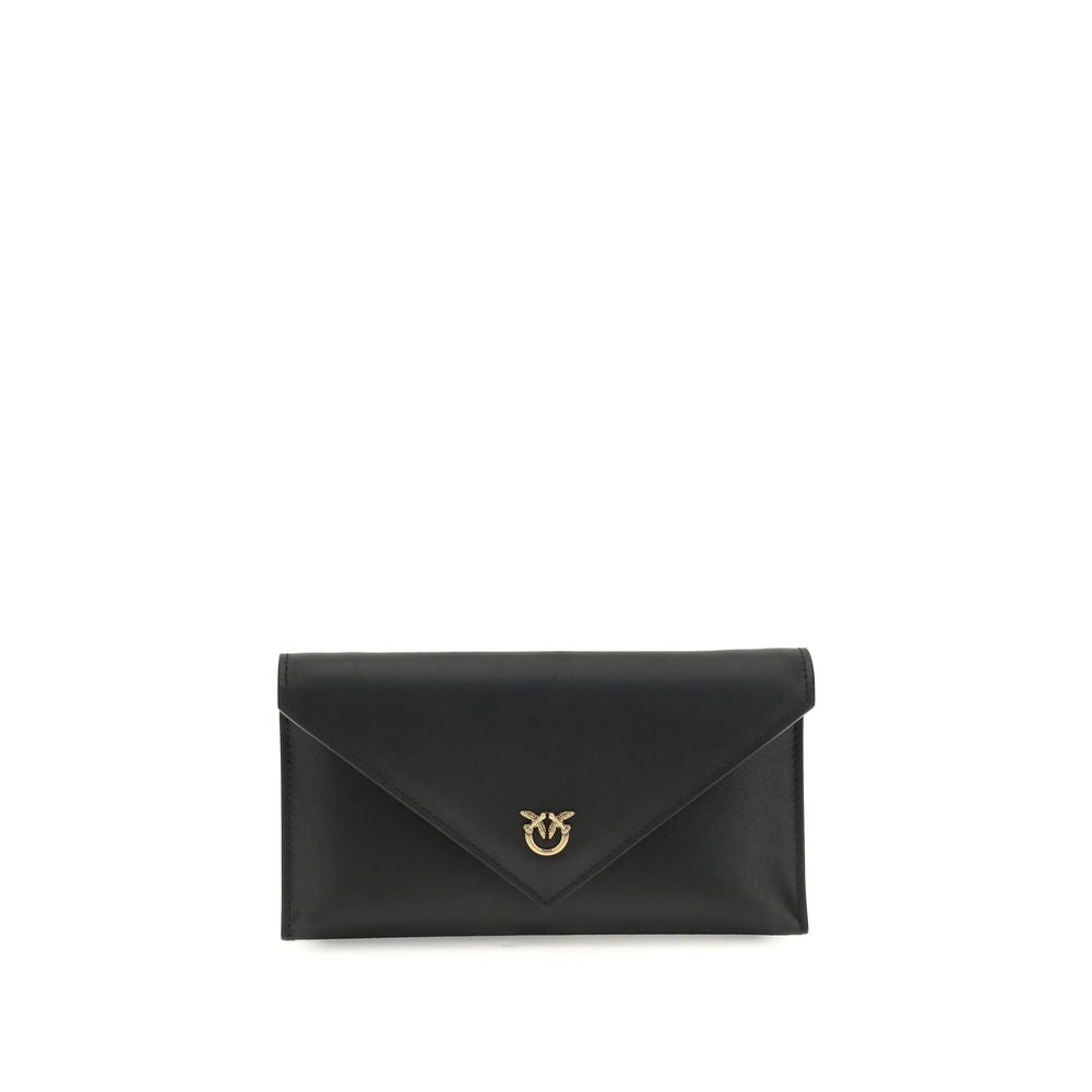 Mini Clutch Pinko Love Birds Logo a Tracolla in Pelle Nera
