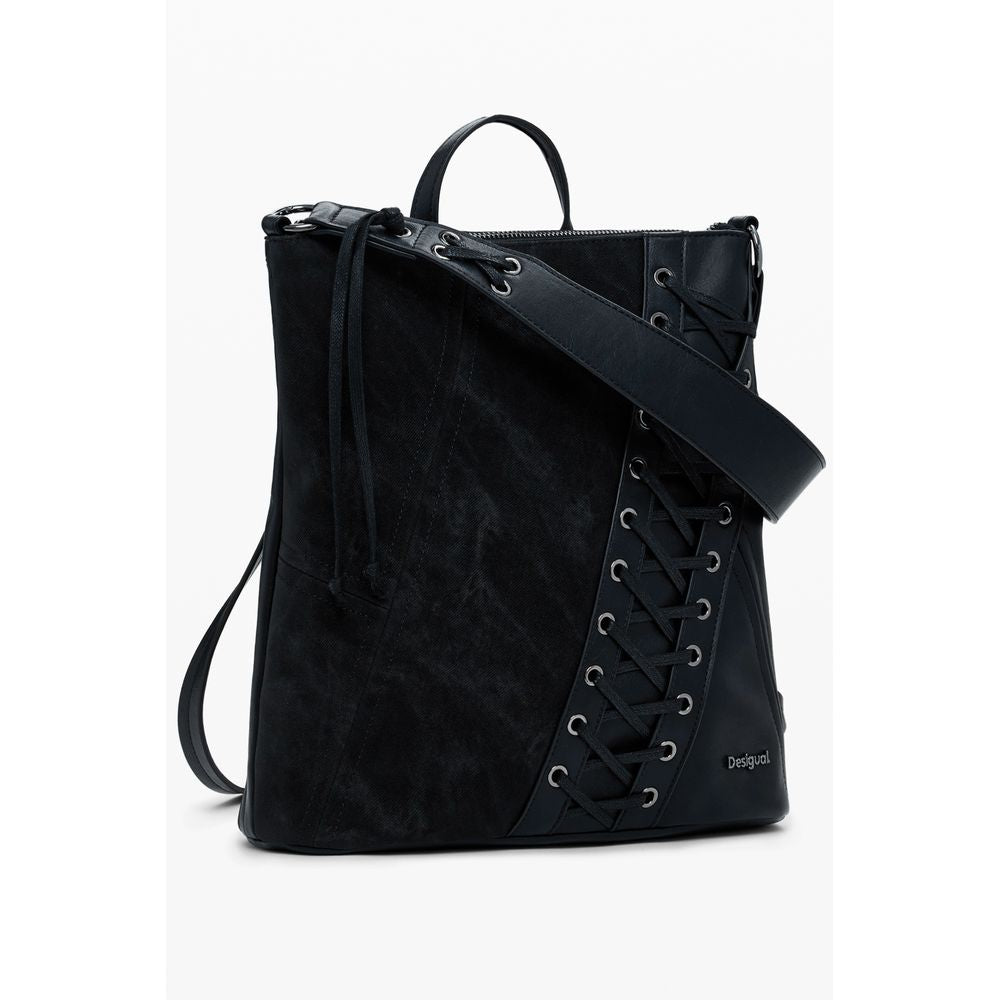 Mini Zaino Donna Desigual TANGO PRETORIA in Polietilene Nero, Dettagli a Contrasto