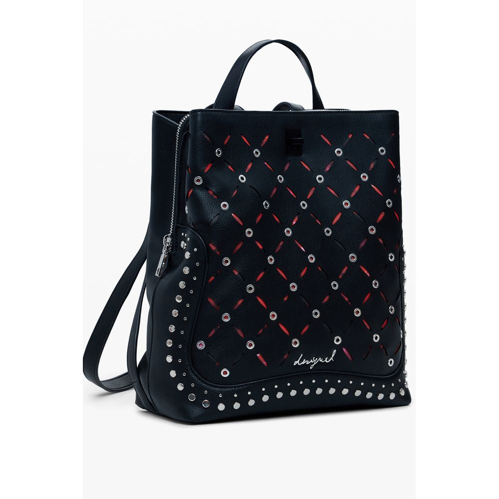 Mini Zaino Donna Desigual YANKEE METAL PATCH SUMY in Polietilene Nero, Borchie
