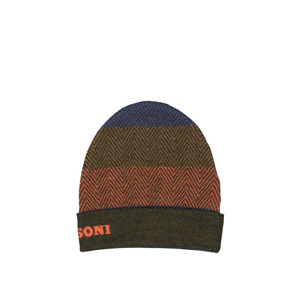 Missoni Berretto Bicolor in Pura Lana a Coste Uomo