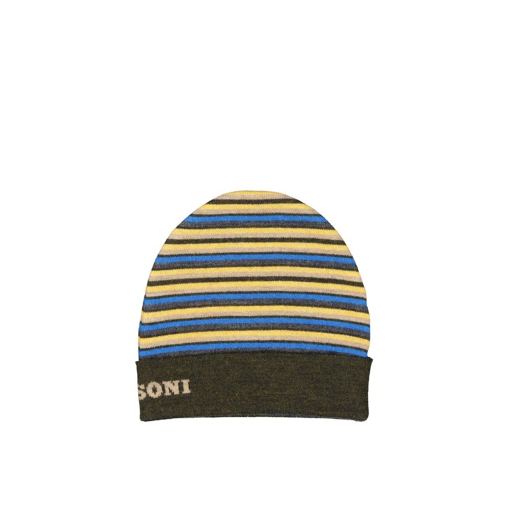 Missoni Berretto Bicolor in Pura Lana a Coste Uomo
