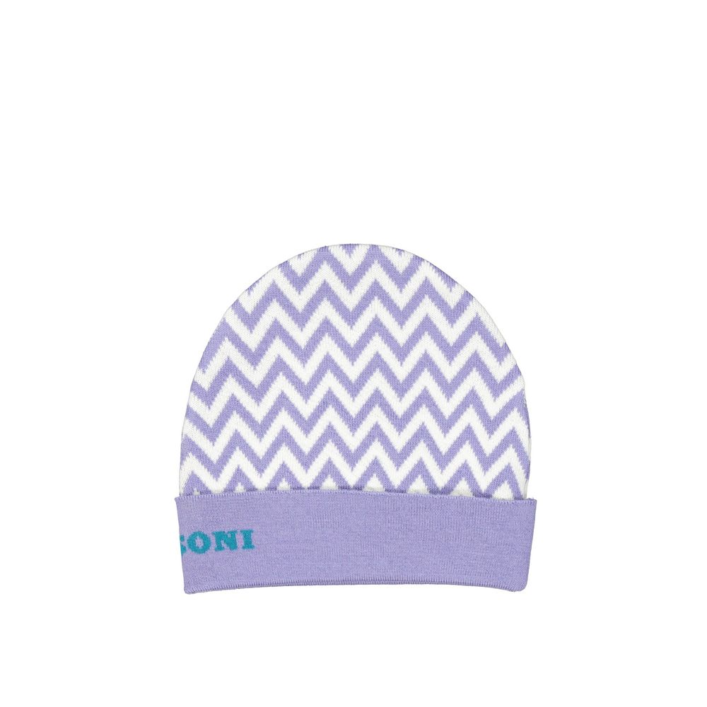 Missoni Berretto in Pura Lana Viola Slim Fit Donna