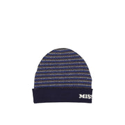 Missoni Berretto in Pura Lana a Coste Blu Uomo