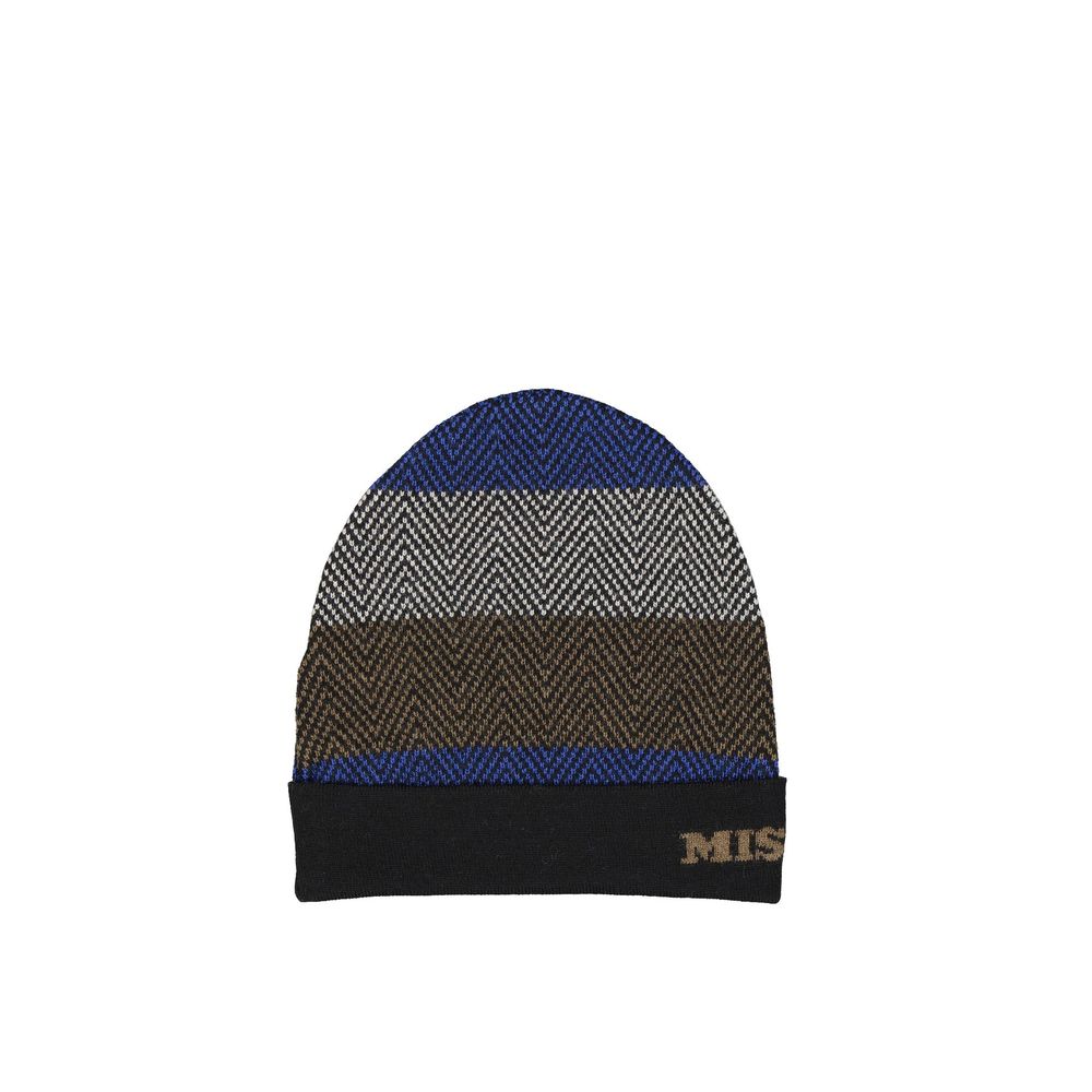 Missoni Berretto in Pura Lana a Coste Blu Uomo