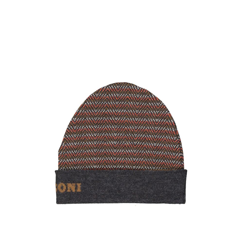 Missoni Berretto in Pura Lana a Coste Grigio Uomo