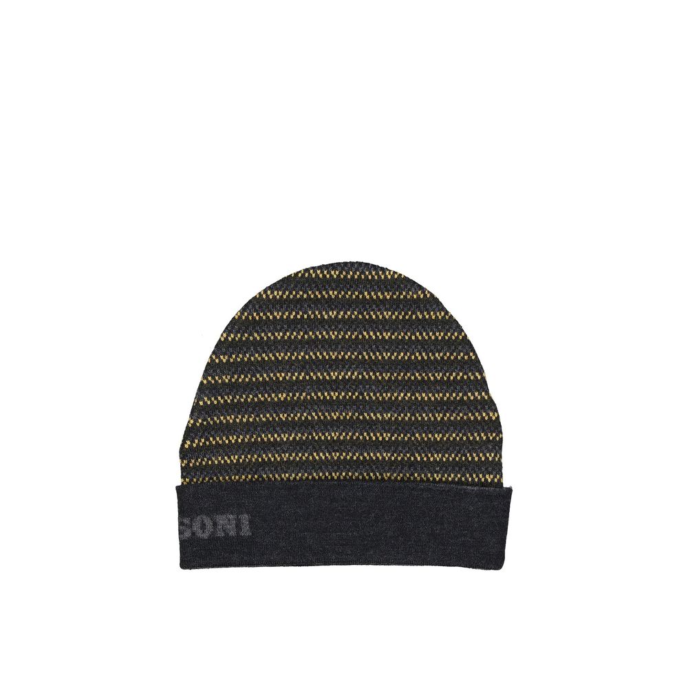 Missoni Berretto in Pura Lana a Coste Grigio Uomo
