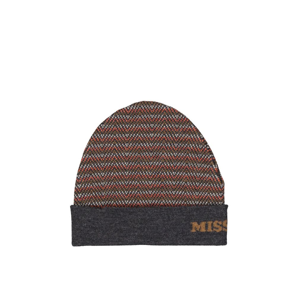Missoni Berretto in Pura Lana a Coste Grigio Uomo