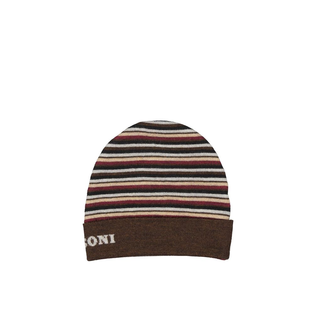 Missoni Berretto in Pura Lana a Coste Marrone Uomo