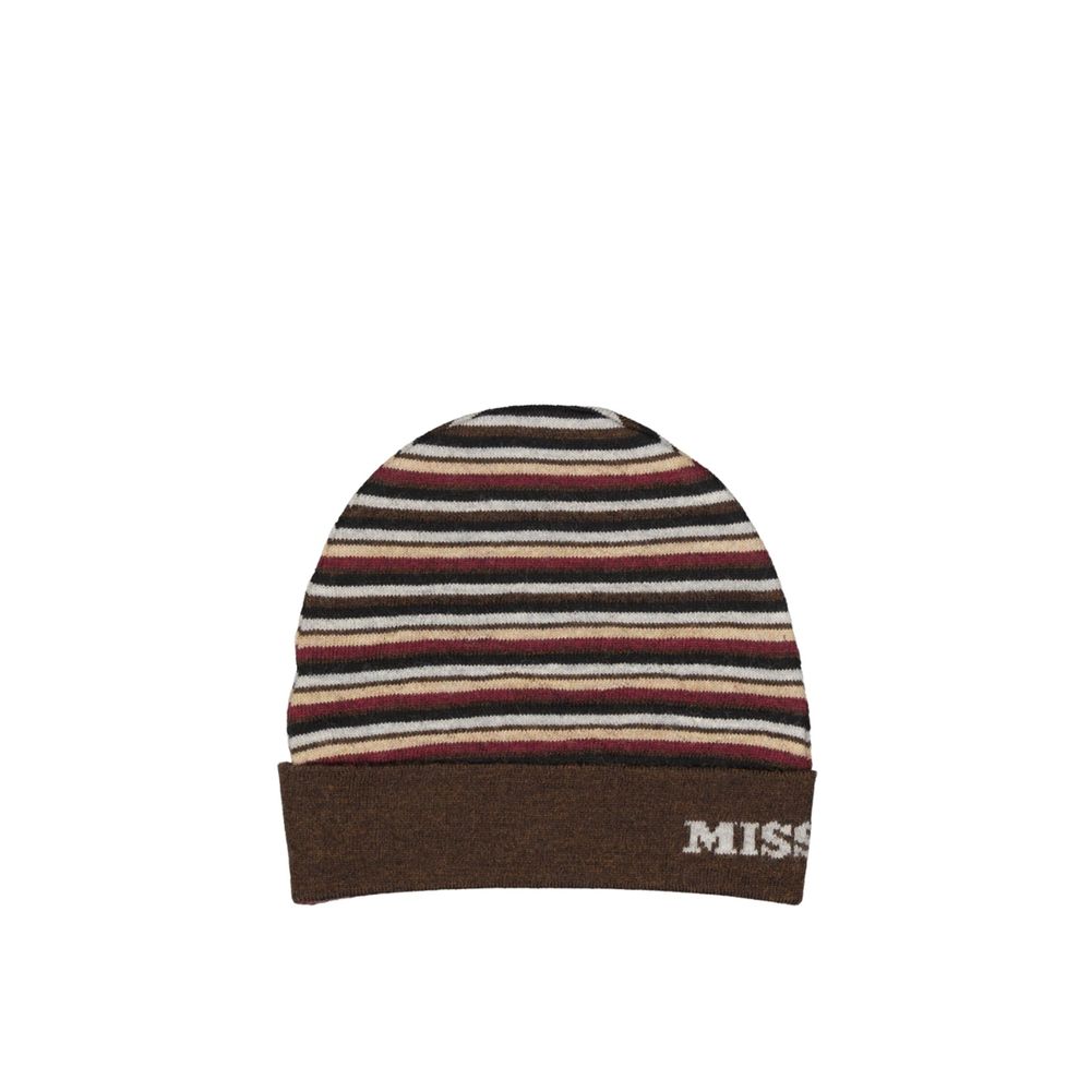 Missoni Berretto in Pura Lana a Coste Marrone Uomo