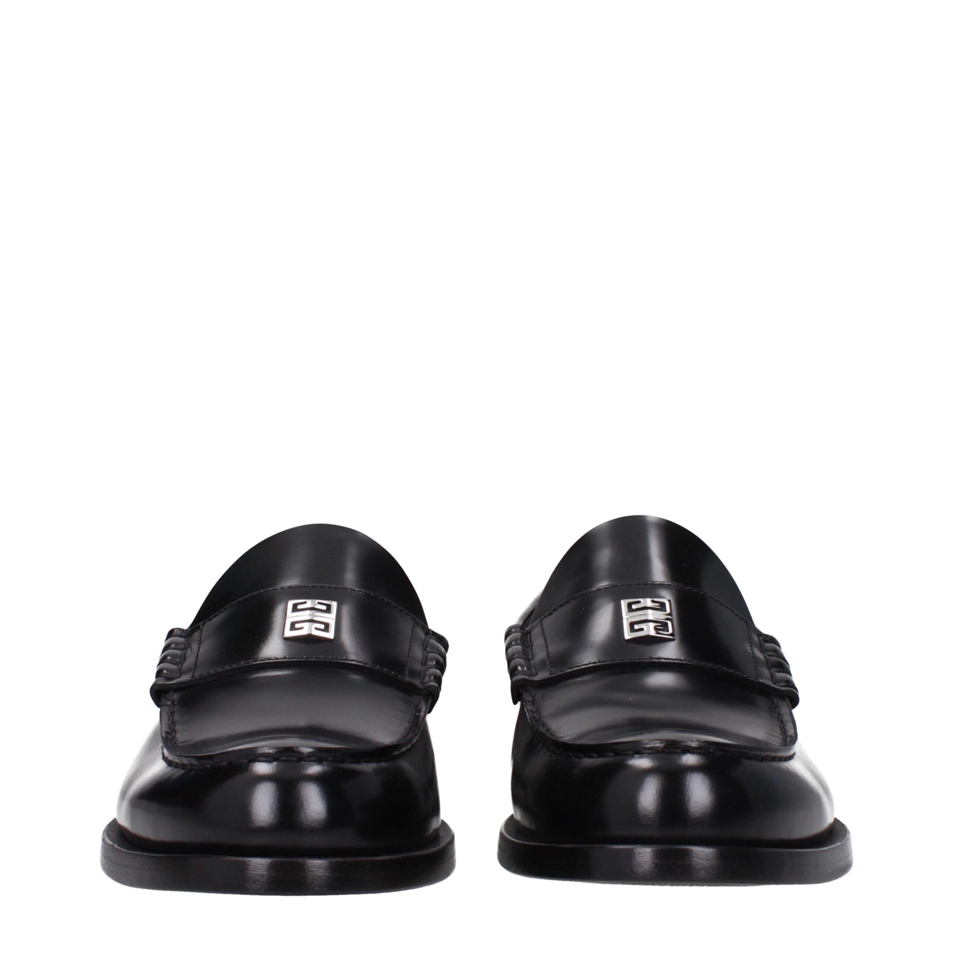 Mocassini Givenchy Slip-On Neri in Pelle con Logo Frontale e Punta Tonda