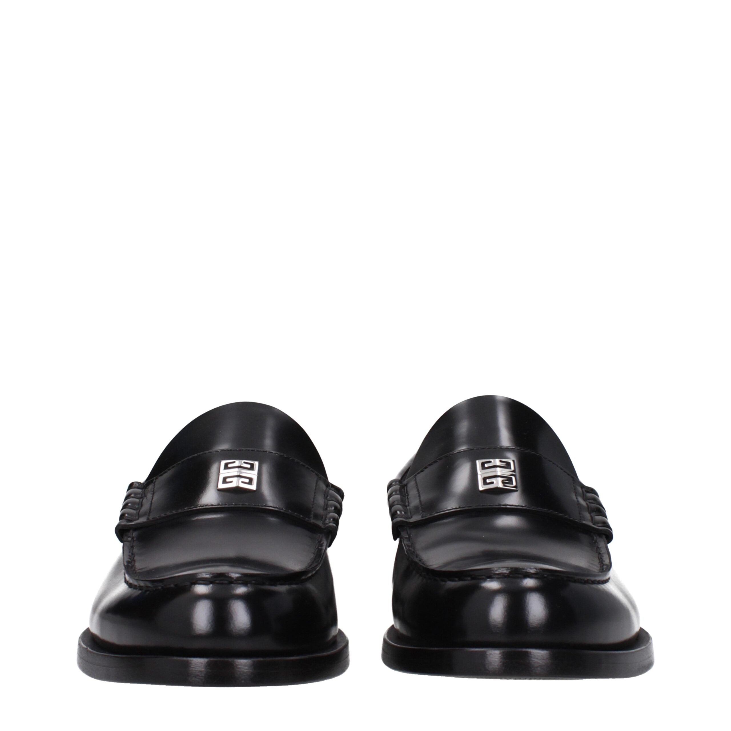 Mocassini Givenchy Slip-On Neri in Pelle con Logo Frontale e Punta Tonda