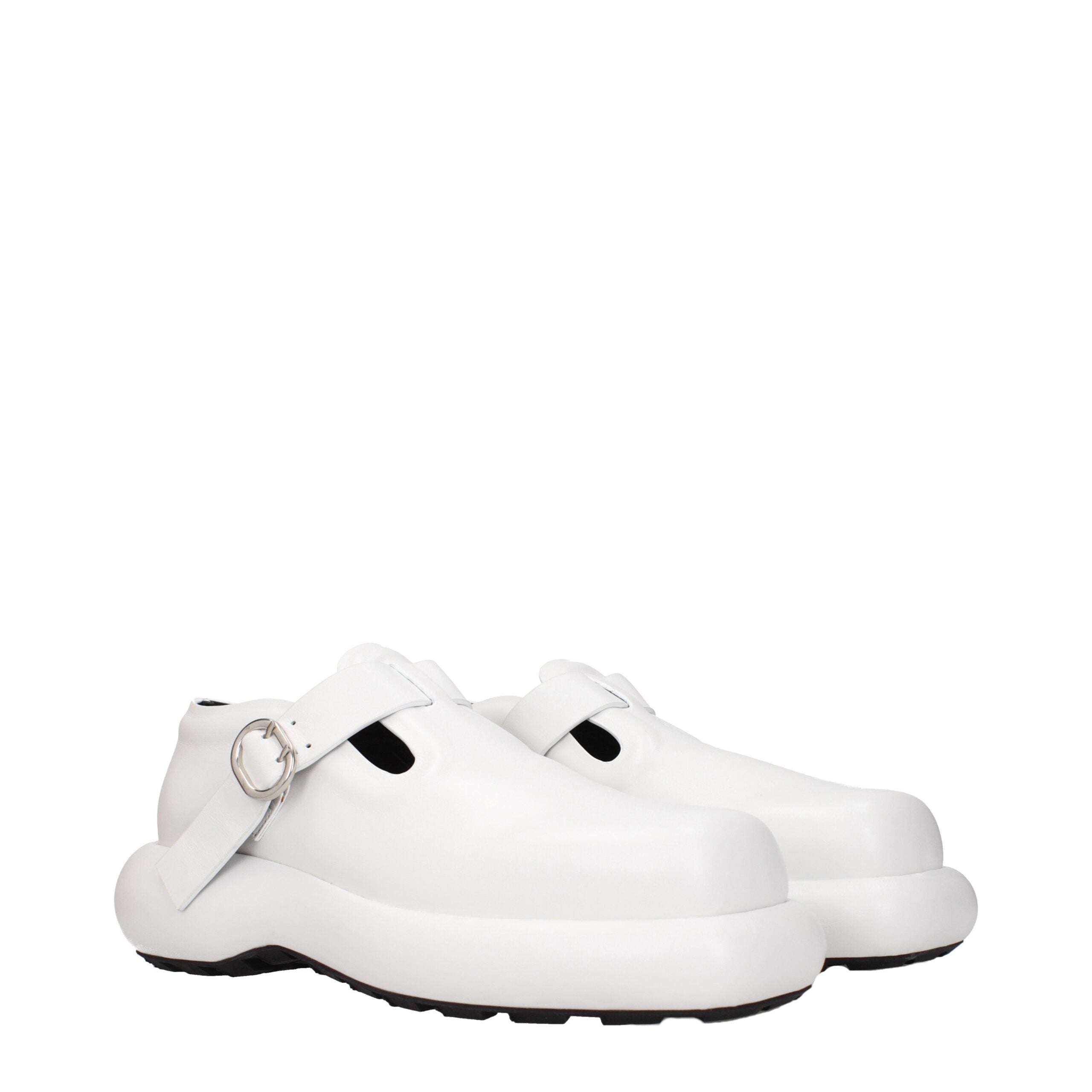 Mocassini Jil Sander in Vera Pelle Bianca Stringati