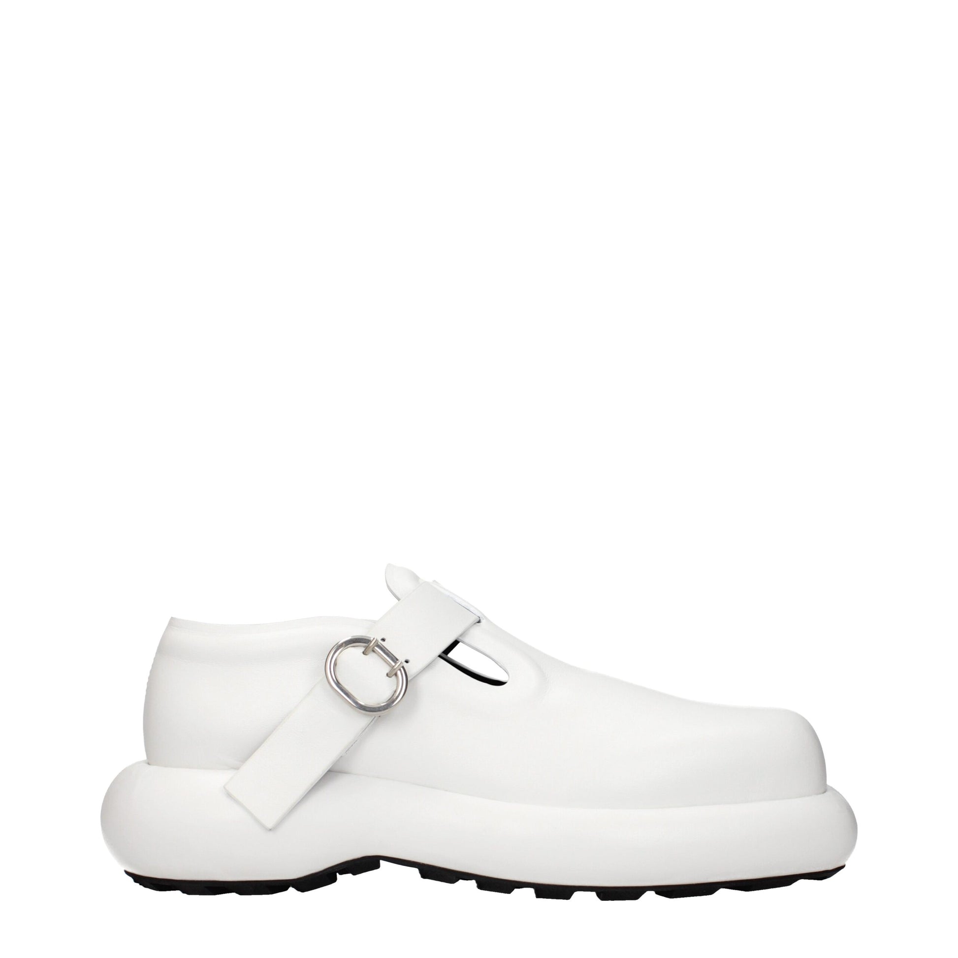 Mocassini Jil Sander in Vera Pelle Bianca Stringati